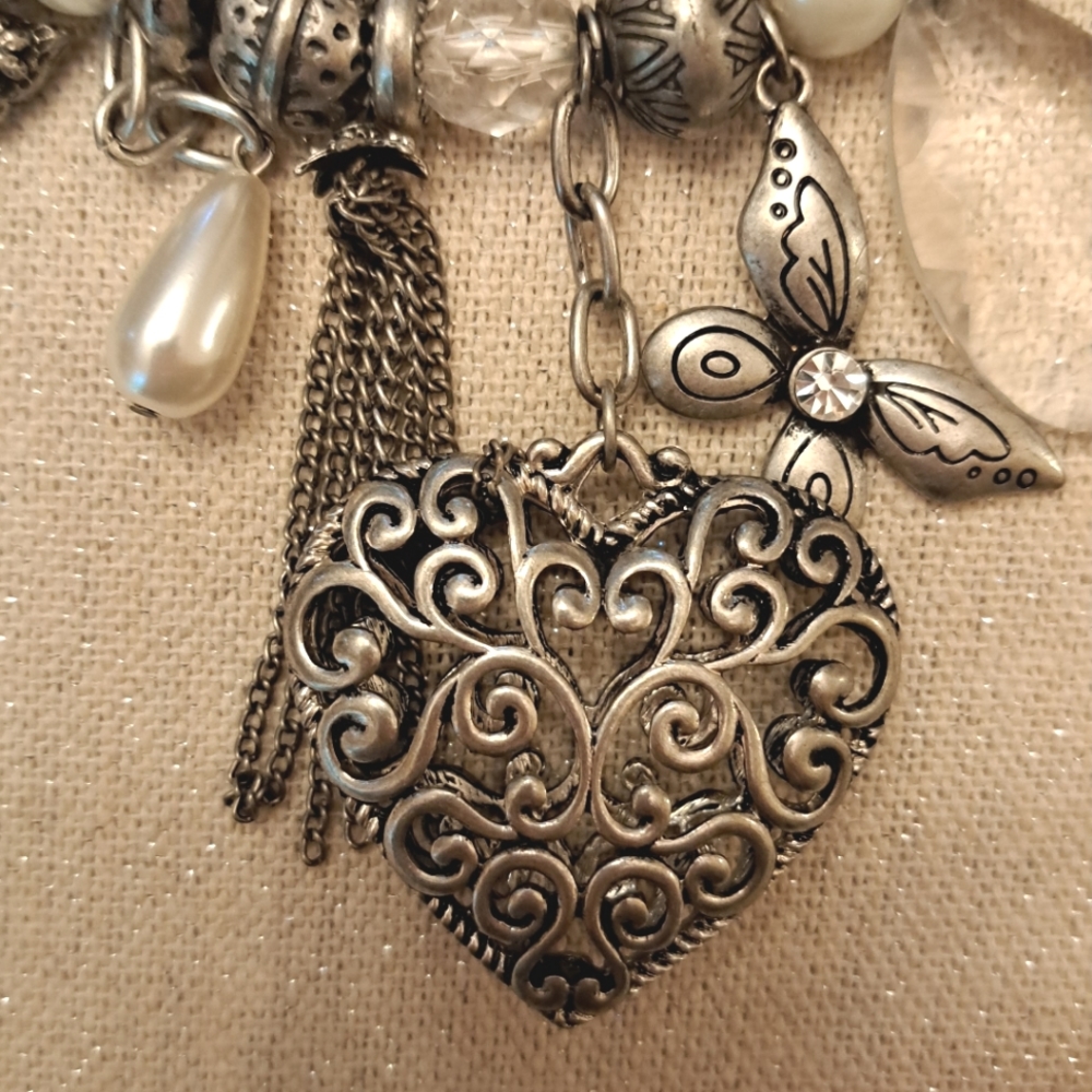 Silvertone boho necklace